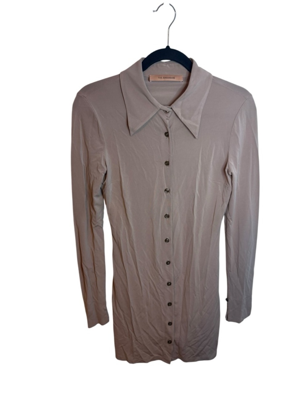 The Andamane Beige Ginevra Mini Shirt Dress